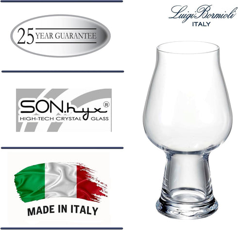 Luigi Bormioli Birrateque 20.25 oz Stout Beer Glasses (Set of 2) - Craft Beer Glasses for Baltic Porter, Irish Dry Stout, Milk Stout, Laser-Cut Ri...