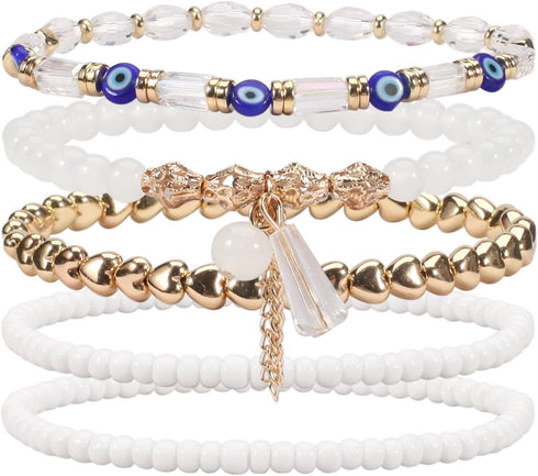 Twinfree 30Pcs Anklet Bracelets for Women Handmade Beads Anklets Bohemian Beach Beads Ankle Bracelets Set for Girls...