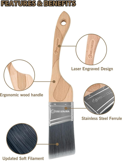 ROLLINGDOG Paint Brushes for Walls - Angled Paint Brushes Trim Brush for Painting Wall, Furniture(1.5", 2", 2.5")...