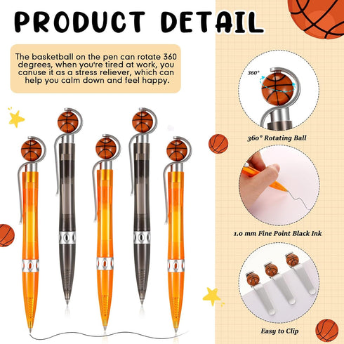 20 Pcs Basketball Pen Sports Ballpoint Pens Basketball Party Favors Basketball Souvenirs Black Ink Writing Pen for Office Desk Fun School Statione...