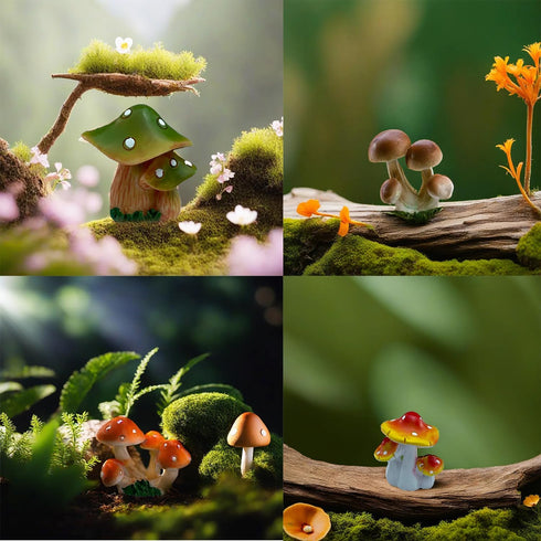 12 Pcs 1.5 to 1.8 Inch Resin Mushroom,Cute Mushrooms Fairy Garden Mushrooms Ornaments for Outdoor Decoration,Home Décor,Cake Decoration,DIY Bonsai...