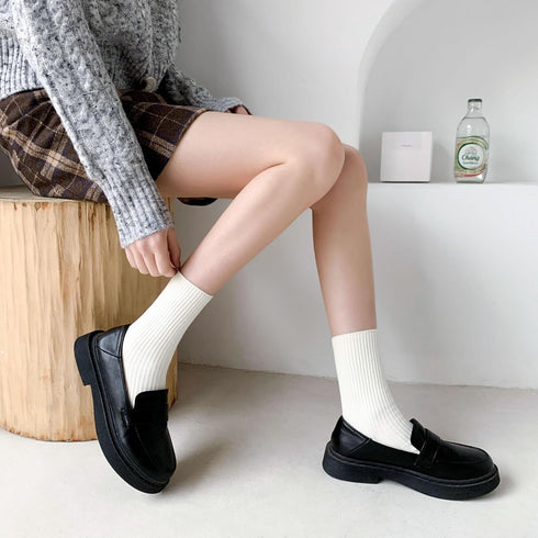 Womens Cute Crew Socks Casual Athletic Aesthetic Socks Neutral Cotton Socks for Women...