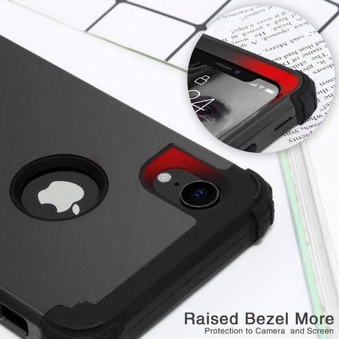 IDweel for iPhone XR Case, Case for iPhone XR with Tempered Glass Screen Protector, 3 in 1 Shockproof Slim Hybrid Heavy Duty Hard PC Cover Soft Si...