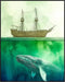 Posterizer 1 pcs-watercolor inspired art-grand whale and a ship 1-Coastal & Nautical Art-Collectibles & Fine Art-Living Room Bedroom Decor- unfram...