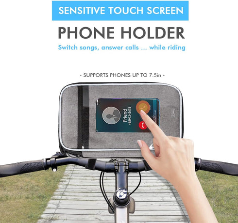 Large Bike Handlebar Bag, Bike Basket Front with Bike Phone Mount, Bike Cooler Scooter Road Mountain Bicycle Basket Cycling Accessories for Girl B...