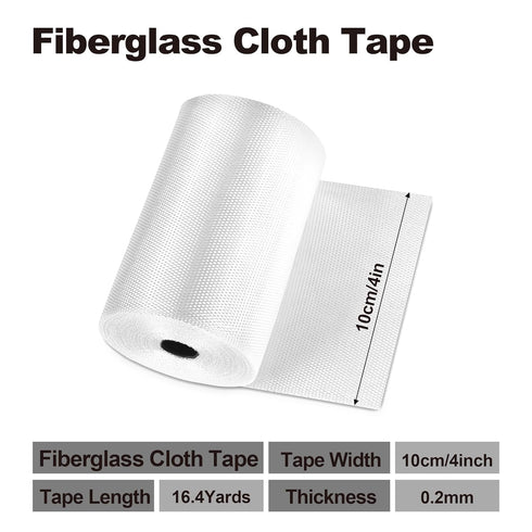 Fiberglass Cloth Tape, 6 oz, 4'' Wide by 16.4 Yards, Non Adhesive Woven Fiberglass Cloth Roll...