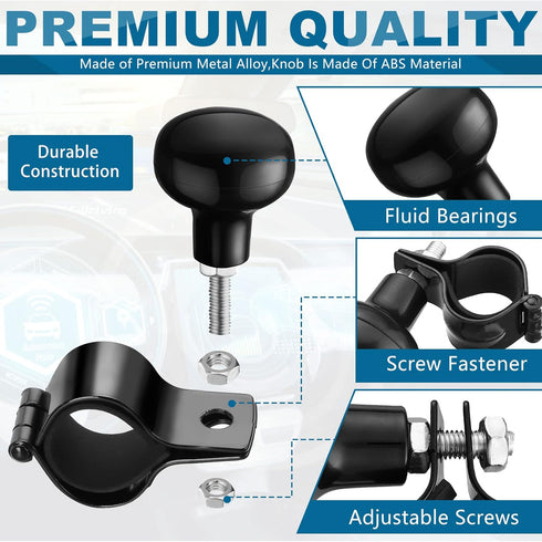 2 Pieces Steering Wheel Spinner Knob Vehicle Steering Wheel Turn Ball Knob Suicide Power Handle Accessories for Cars, Trucks, Tractors, Boats, Gol...
