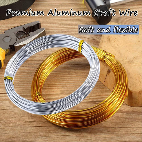 65.6 Feet Aluminum Craft Wire,15 Gauge Flexible Wire for Jewelry Making and Crafts Artistic Floral Jewelry Beading Wire for DIY, Doll Skeletons, 2...