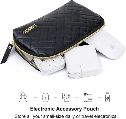 Lacdo Portable Tech Organizer Pouch Bag Case Electronics Accessories Organizer for MacBook Laptop Chargers, Cables, Cords, Mouse, Power Bank, USB ...