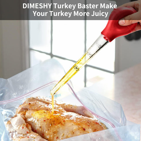 Turkey Baster Food Grade for Cooking & Basting, Detachable Round Bulb, Baster Cooking Good for Meat Poultry Beef Chicken, with Cleaning brush, inj...