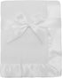 American Baby Company Fleece Blanket with Silk-Like Satin Trim, Soft, Warm & Cozy, White, 30" x 40" for Boys and Girls, Perfect for Baby Carrier, ...