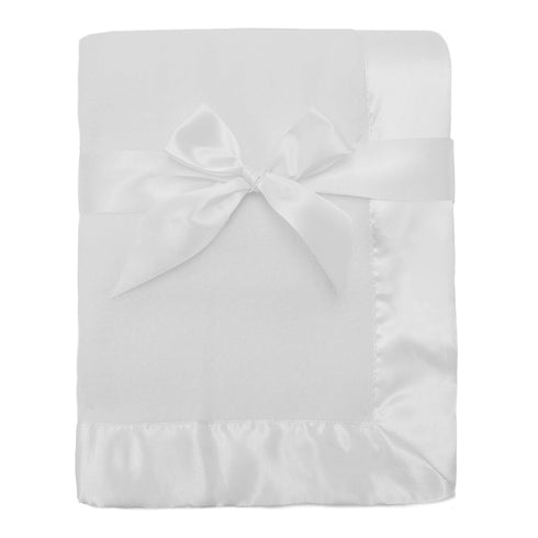 TL Care Fleece Blanket with Silk-Like Satin Trim, Soft, Warm & Cozy, White, 30" x 40" for Boys and Girls, Perfect for Baby Carrier, Stroller, Trav...