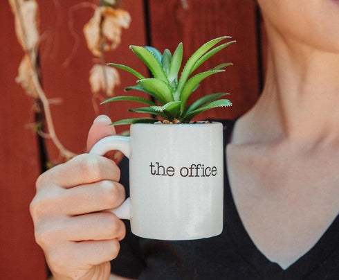 Silver Buffalo The Office World's Best Boss Decorative Artificial Faux Greenery Plant in Ceramic...