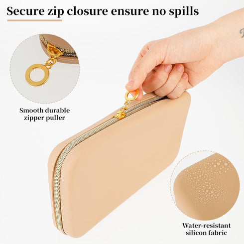Qianyu Professional Cosmetic Tool Case Makeup Brush Holder Organizer Large Silicone Makeup Brush Holder Travelling Bag with Zipper Waterproof Mate...