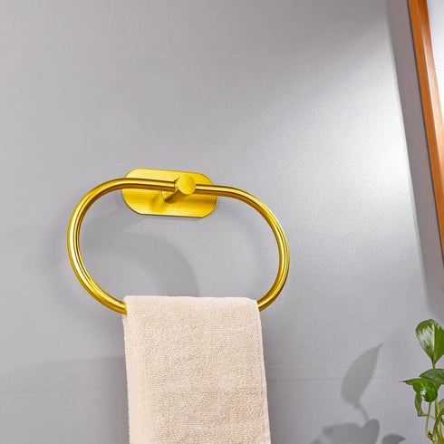 Towel Bar/Bath Towel Ring, Self Adhesive Hand Towel Ring for Bathroom, Stainless Steel Sticky Hand Towel Holder, No Drilling Modern Round Towel Ha...