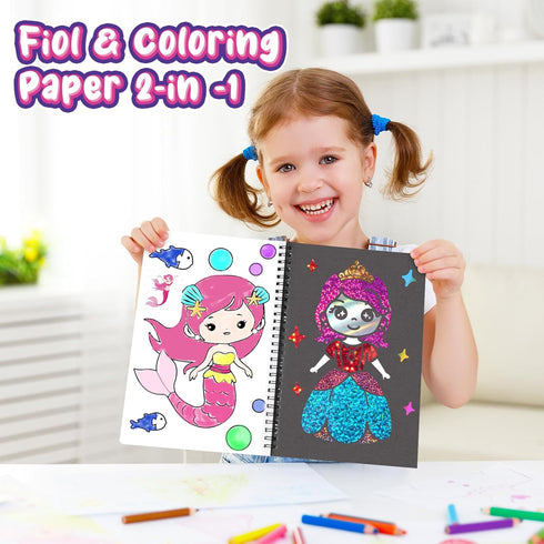 Art & Craft Activity,Foil Fun Dress Up DIY Art Kits,No Mess Creative Foil Art Kits Set Drawing Game for Kids,Birthday Gifts Crafts Supplies Kits T...