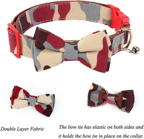 Dog Collar with Bow Tie- Adjustable pet Collar for Dogs with Plastic Buckle Collar, Stylish Pattern for Small Medium or Large Boy and Girl Dog and...