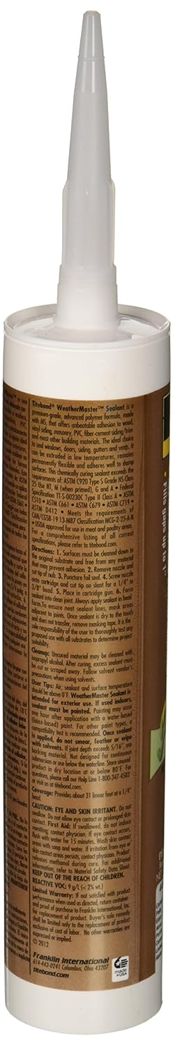 Titebond 44001 Franklin Weather master Premium Polymer Sealant, 10.1 Oz, Cartridge, Liquid, White...