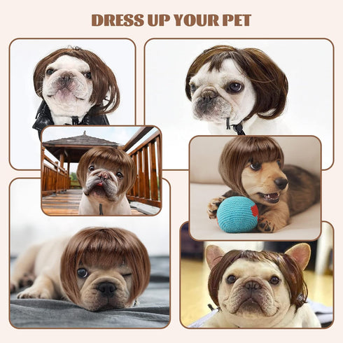 Dog Costume Cat Apparel Dog Toys Curly Braids Headgear Wigs Styling Cute Funny Pet Hair Accessories (flax)...