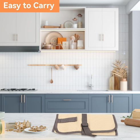 Camping Utensil Bag, Knife Roll Bag for Chefs Canvas Roll Up Culinary Bag Tableware Storage Hanging Bag Multi-purpose Knife Cover for Cooking, Cam...