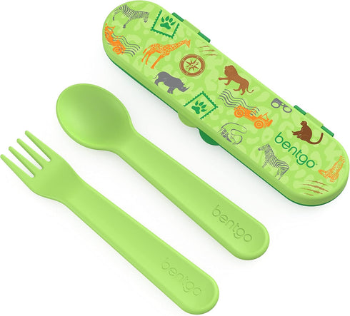 Bentgo® Kids Utensil Set - Reusable Plastic Fork, Spoon & Storage Case - BPA-Free Materials, Easy-Grip Handles, Dishwasher Safe - Ideal for School...