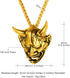 U7 Hannya Mask Necklace, Mens Gothic Punk Pendant, Stainless Steel Silver Black Personalized Evil Demon Horn Jewelry Oni Necklaces with 22 Inch Ch...