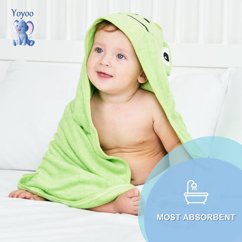 YOYOO Baby Bath Towel – Viscose Derived from Bamboo, Baby Hooded Towels - Newborn Essential Cute Green Frog-Perfect Baby Registry Gifts for Boy Gi...
