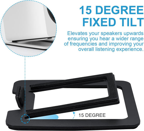 SW601 Metal Desktop Speakers Stands for Compact 2''-3'' Speakers, Tilted Steel Damping Foam Padding for Computer PC Tabletop Monitor Speakers, Rec...