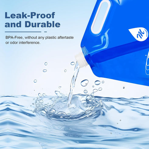 Water Container Bags, 4 Packs BPA Free No-Leak Foldable Plastic 1.3 Gallon Water Container Bag for Camping Hiking Backpack Emergency Storage Jug...