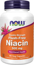 NOW Supplements, Niacin (Vitamin B-3) 500 mg, Flush-Free, Double Strength, Nutritional Health, 90 Veg Capsules...