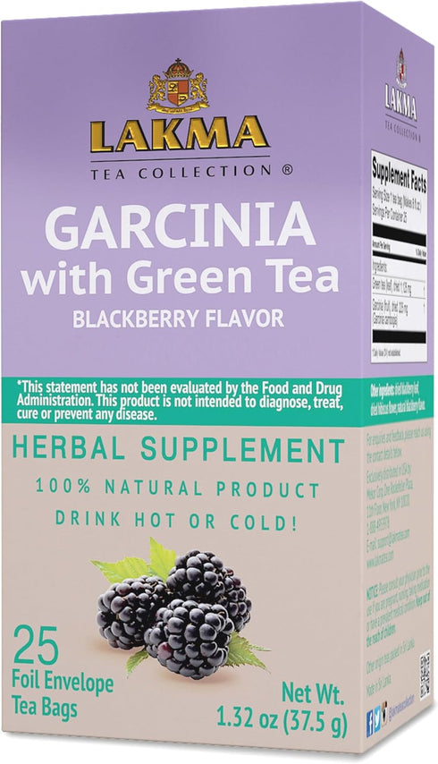 Lakma Garcinia Cambogia Green Tea with Blackberry - 25 Tea Bags...