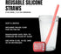 GoSili Reusable Silicone Straws, Reusable Silicone Travel Straw with Case, Flexible, Collapsible Straws for Tumblers Dishwasher Safe, No-brush Nee...