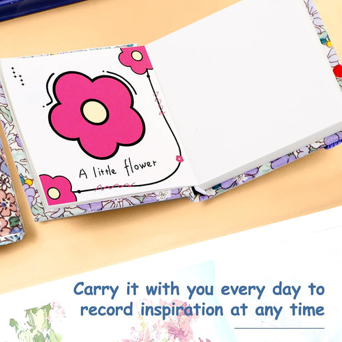 2PCS Mini Watercolor Sketchbook, 2.4x2.4 Inch Portable Square Fabric Cover Small Watercolor Sketchbook 20 Sheets 300g Watercolor Textured Drawing ...