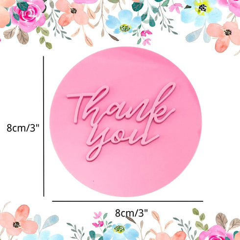 Crethinkaty Teachers' Day Fondant Embosser "Thank you" Shape 3D Dented Design Cookie Stamp for Baking Cookies,Decorating Cake/Sugar Paste/Cupcake...