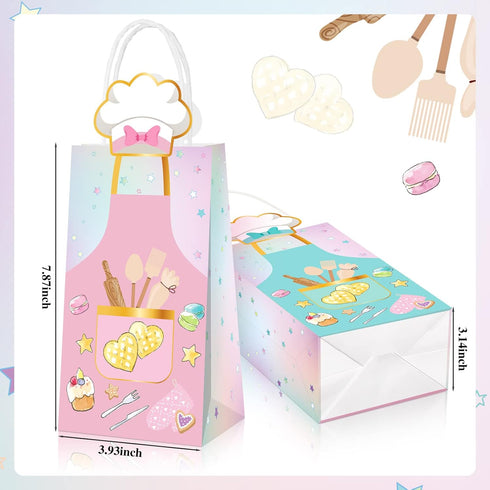Liliful Baking Party Favors Little Bakers Gift Bags with Handles Paper Goody Treat Candy Bags Bakery Pattern Goodie Bags Birthday Baking School Pa...