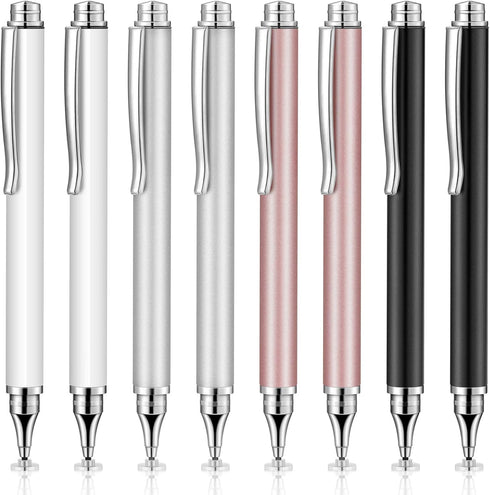Weewooday 8 Pieces Capacitive Stylus Pens for Touch Screen, Universal Disc Stylus Pens Fine Point Stylus for Most Touch Screen Smart Devices, 4 Co...