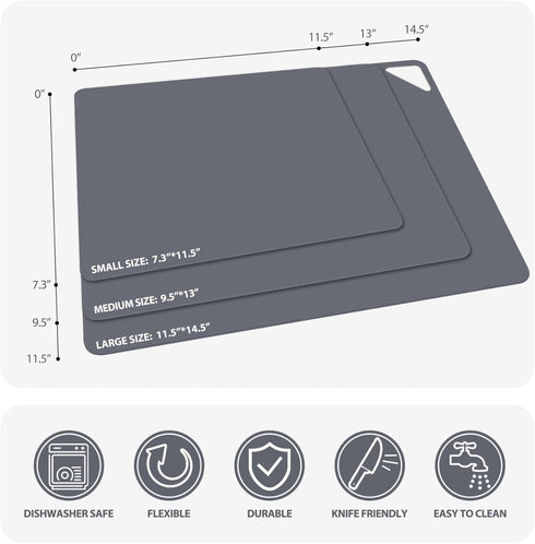 Plastic Cutting Boards for Kitchen, WK Flexible Cutting Board Mats, Thin Cutting Board Sheets, Dishwasher Safe, BPA Free, Multi Sizes...