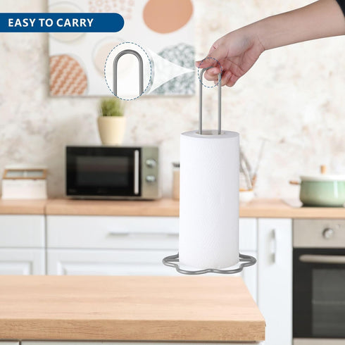 Paper Towel Holder Countertop, Kitchen Paper Towel Stand for Kitchen Organization and Storage, All Metal Sturdy Roll Dispenser, Gray...
