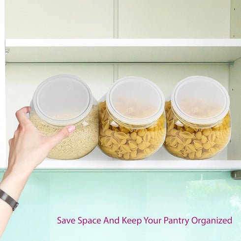 DilaBee 3 Pack Plastic Candy Jar - 48oz Round Candy Jars with Lids for Candy Buffet, Kitchen & Office Desk - Plastic Jars with Lids for Candy, Coo...