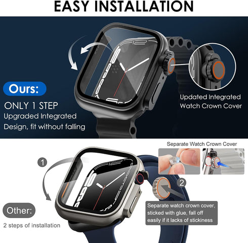 WINGLE 2 in 1 Waterproof case for Apple Watch Screen Protector 44mm Series 6 5 4 SE?Looks Like Apple Watch Ultra?, 2 Pack iWatch Face Cover + Back...