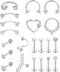 Subiceto 21 Pcs 16G Cartilage Earrings Hoop Studs for Women Men Stainless Steel Forward Labret Helix Piercing Jewelry Lip Ring Rook Daith Conch Tr...
