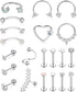 Subiceto 21 Pcs 16G Cartilage Earrings Hoop Studs for Women Men Stainless Steel Forward Labret Helix Piercing Jewelry Lip Ring Rook Daith Conch Tr...