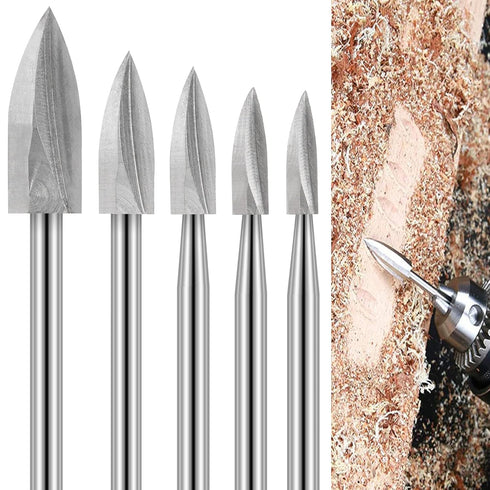 Wood Carving Drill Bits Set for Dremel Rotary Tool 5Pcs Engraving Drill Accessories Bit Wood Crafts Grinding Woodworking Tool with 1/8” Shank for ...