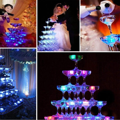 LED Ice Cube Shape Lights Liquid Sensor Glowing Light up Ice Cubes for Drinks Bar Party Wedding Decorations(12Pcs)...