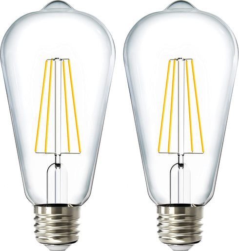 Sunco Lighting - 2 Pack 60W Vintage LED Edison Bulbs Equivalent 8.5W CRI92 800 Lumens, Dimmable ST64 Filament 3000K Warm White E26 Medium Base Lig...