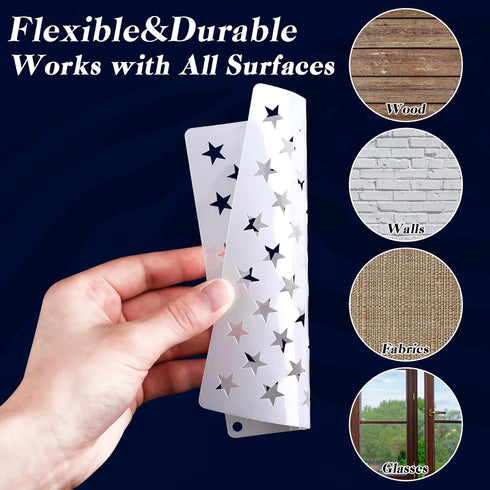 12 Pieces Independence Day American Flag 50 Star Stencil Template 3 Size Patriotic Star Stripe Stencils Memorial 4th of July Reusable DIY Painting...