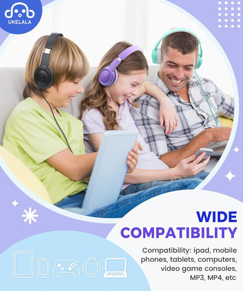 C3 Kids Headphones Wired, On-Ear Wired Headphones for Boys Girls with 3.5mm Jack, Foldable, Adjustable Headband, Child Headphones for School Home ...