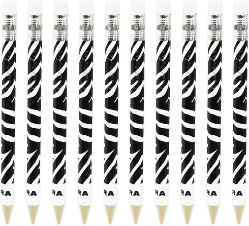 Zebra Cadoozle Mini Mechanical Pencil - 0.7mm Lead - Novelty Zebra Animal Print - Pack of 10...