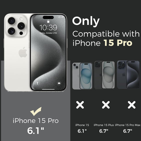 iPhone 15 Pro Case Waterproof, IP68 Waterproof Case for iPhone 15 Pro, iPhone 15 Pro Case with Kickstand, Impact Resistant TPU + PC Case, Suitable...