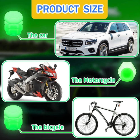 Tire Valve Stem Caps for Car, 5PCS Fluorescent Valve Stem Caps, Noctilucous Tire Air Caps Cover, Illuminated Auto Wheel Valve Stem Cap Fit for Car...